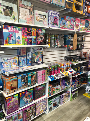 store shelves with children's art products