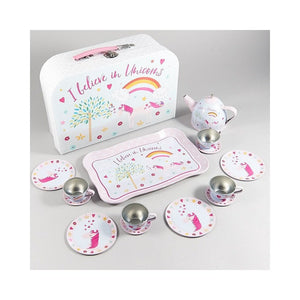 15-Piece Play Tin Tea SetIn Carrying Case- Unicorn